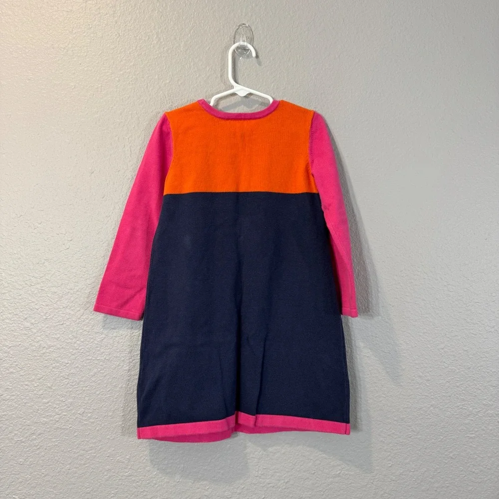 Hanna Andersson Size 110 US 5 Multicolor Bird Graphic Colorblock Sweater Dress